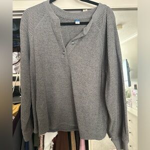 Grey cropped thermal knit long sleeve
